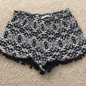 Black & White Miami Ikat Pom Shorts